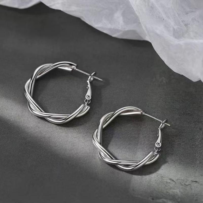 Women Fashion Geometric C Shaped Circle Hoop Earrings Minimalist Jewelry