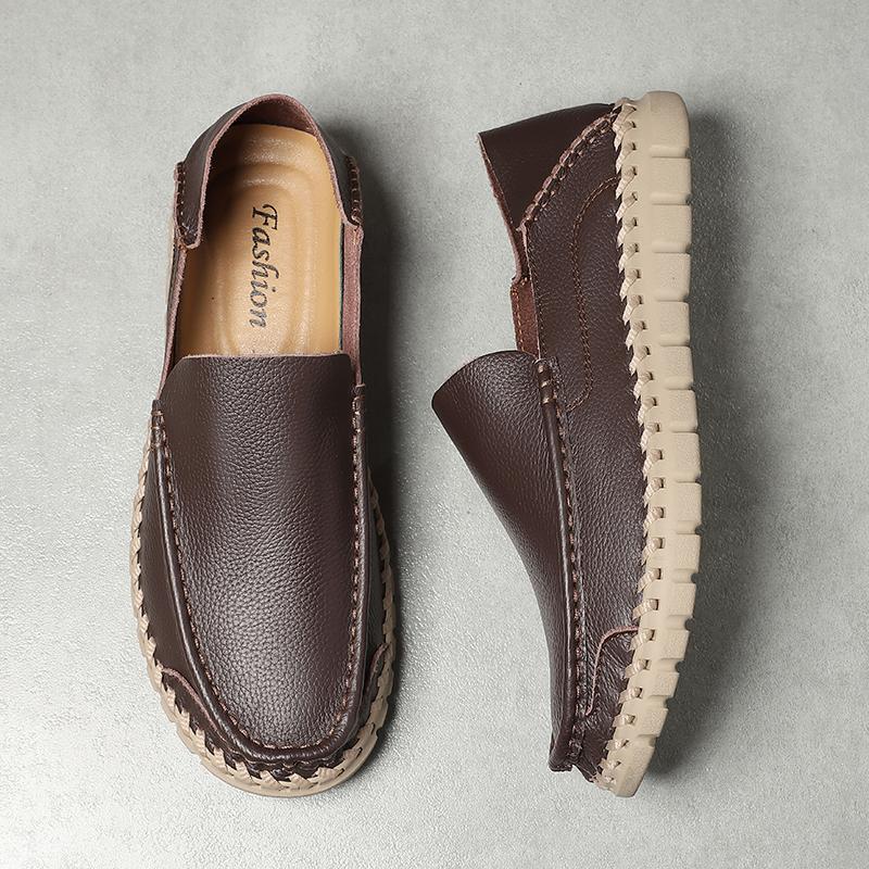 Handmade Genuine Leather Men Shoes Comfortable Casual Shoes For Men Loafers Moccasins Men Flats Shoes Driving Shoes Large Size 38-46