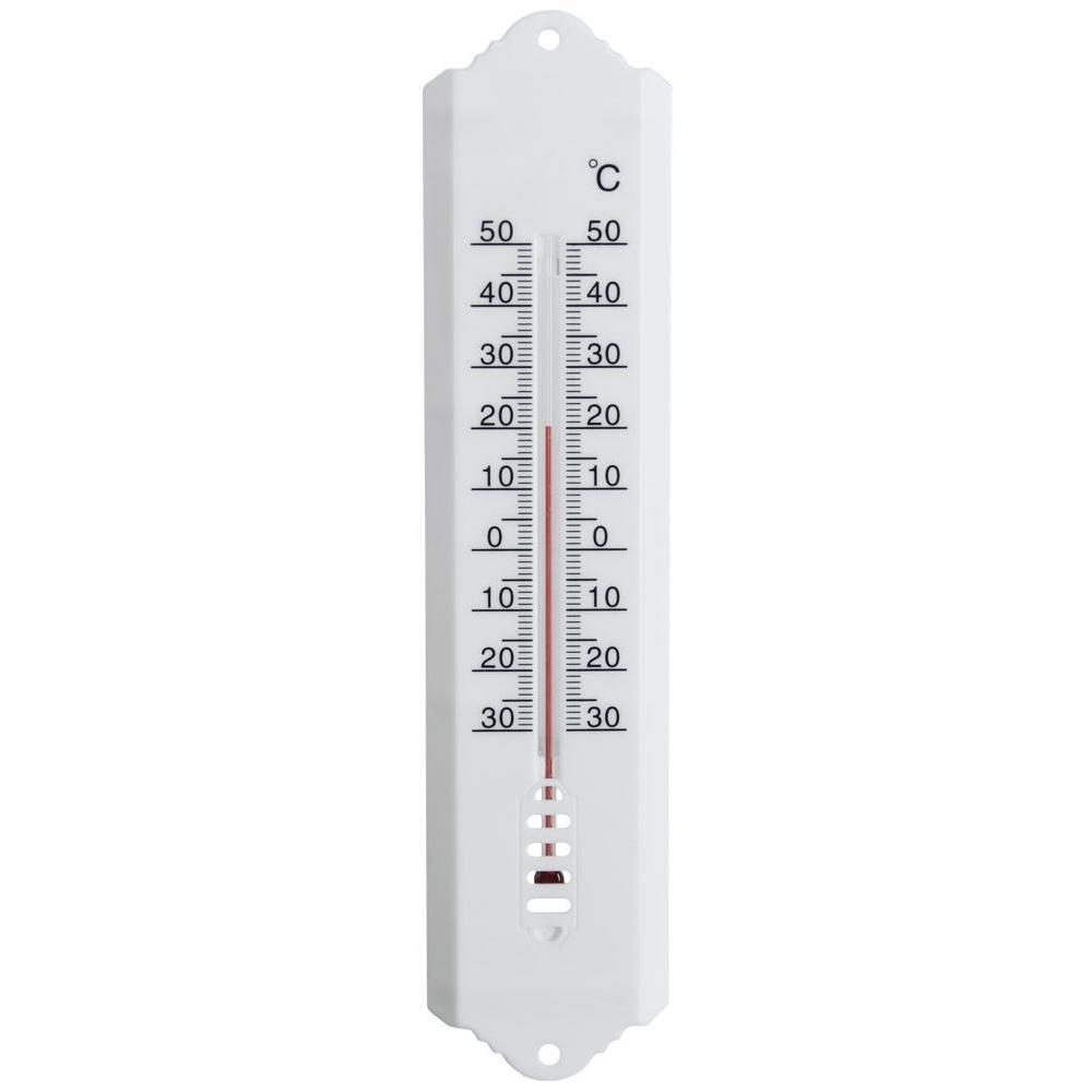 Termómetro Clásico para Interiores y Exteriores -30°C a +50°C, 25 cm, Blanco