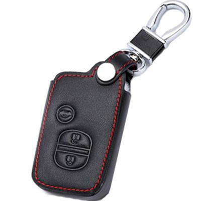 Toyota Echtes Leder Schlüsselanhänger, Mark X, Prius, Crown, usw.. Smart Key Cover Schlüsselanhänger, Schwarz
