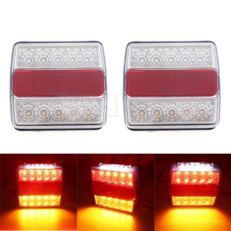 2x 12V Waterproof Rear Light 16 LED Car Truck Taillight Rear Brake Light Signal Indicator Marker for Camper Trailer Lorry Bus