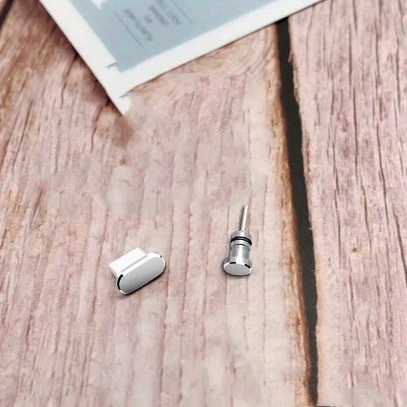 1pc Colorful Metal Anti-Dust Plug for Type-C Charging Port & 1pc 3.5mm Earphone Jack Dust Plug