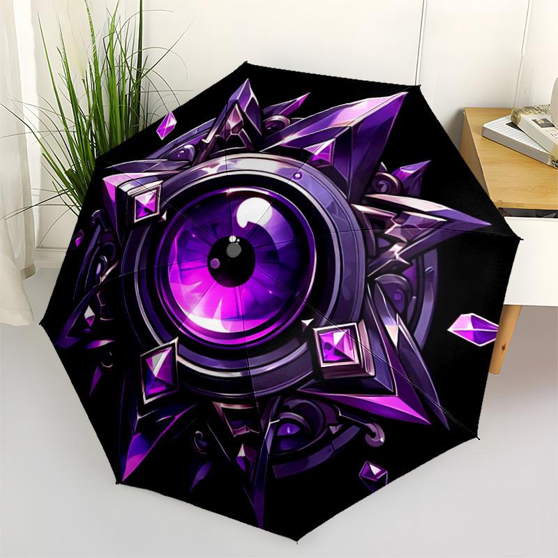 

1pc Eye Crystal Ornament Automatic Folding Umbrella - Portable Collapsible Design, 8-Rib Iron Frame, Durable Fabric yy251125154