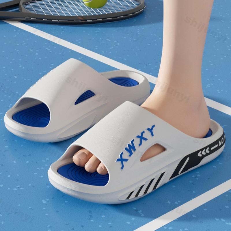 Men Slippers Non-slip Bathroom Slippers Home Shoes Open Toed Thick Soft Sole Breathable Comfort Flat Platform Indoor Slippers