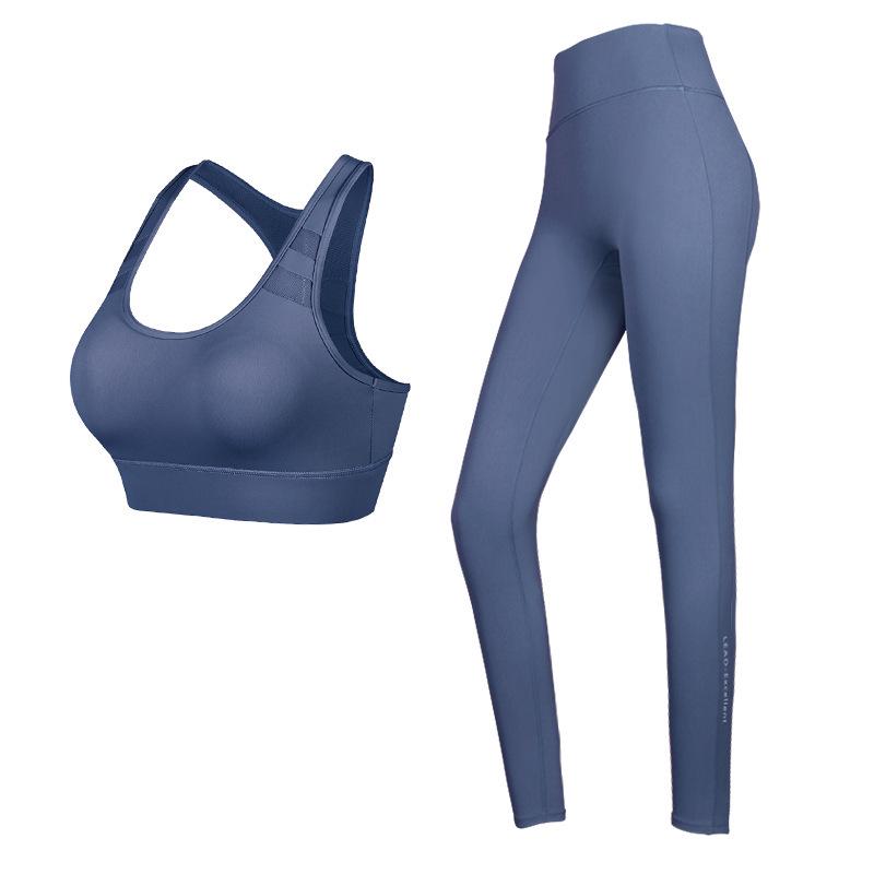Women's Two-Piece Autumn Yoga Set: Padded Beautiful Back Sports Bra & High-Waisted Butt-Lifting Leggings