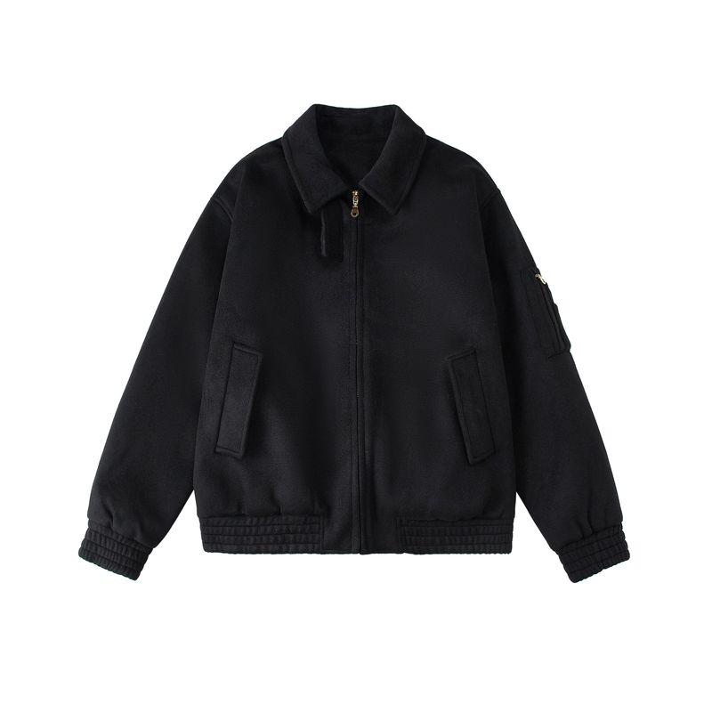 

Dream Made American Retro Vintage Woolen Coat for Men, Winter Thickened Cotton-Padded Jacket Black 2XL