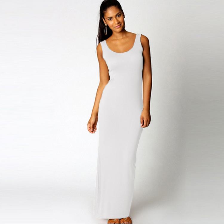 Elegant Solid Color Bodycon Tank Dress for Nightclub Summer