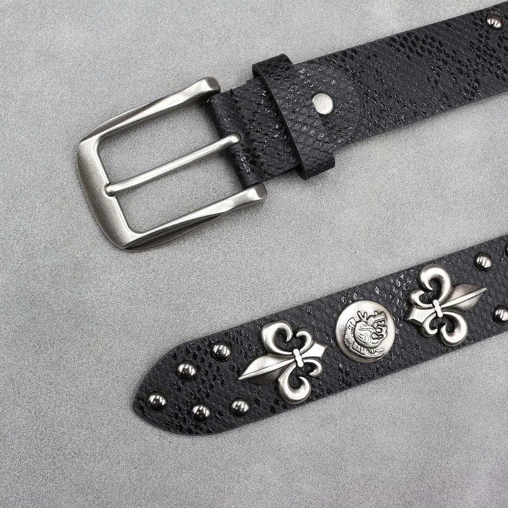 Original Skull Rivet Belt Punk Men'S Belt Women'S Snake Pattern Decorative Belt