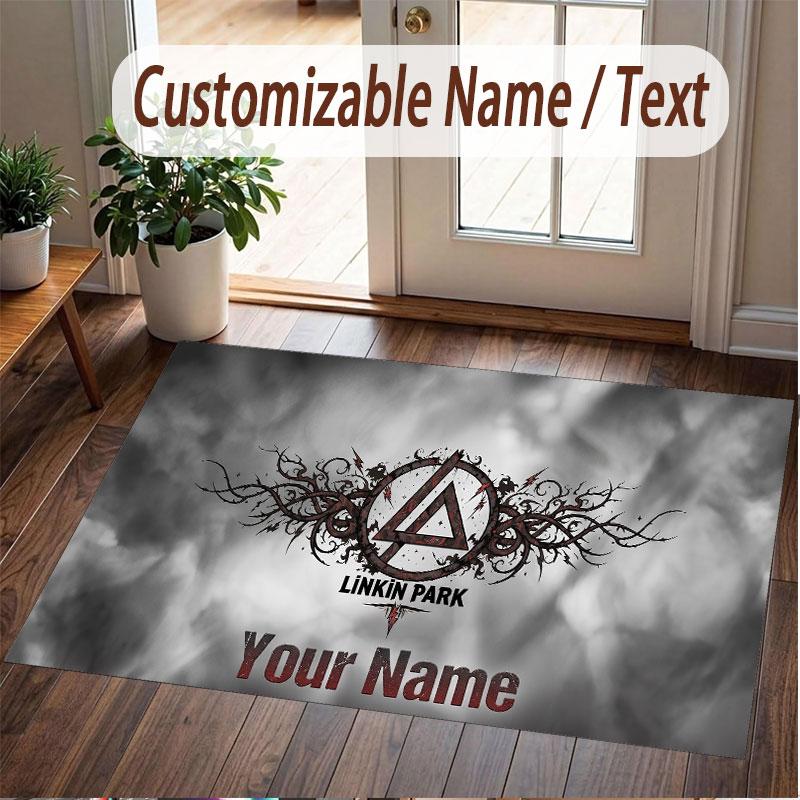 Custom Rug Linkin Park Pattern Print Name Text Soft Non‑Slip Floor Carpet for Home Indoor Decoration