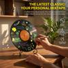 Retro Wall Decorations Vinyl Record DIY Graffiti Clock Ornament, Blank Acrylic Tabletop Reusable Drawing Surface Decor with Stand, Personalized