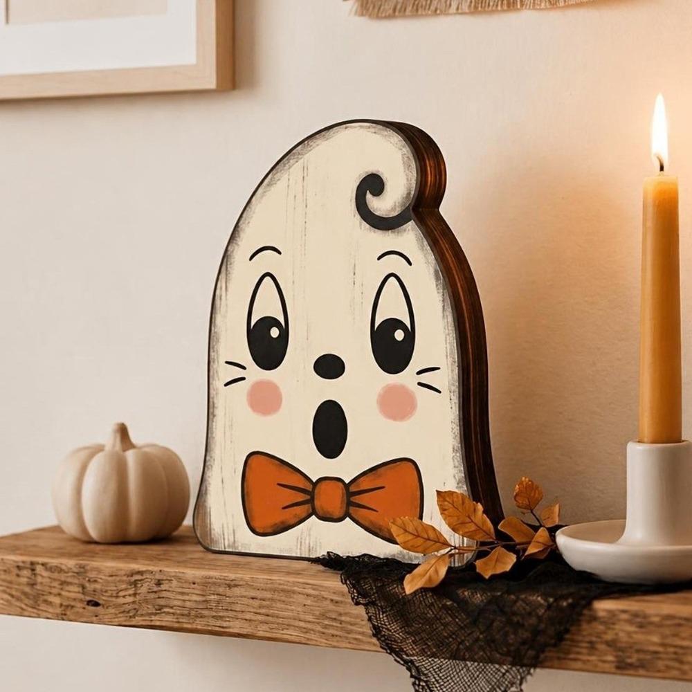 1/6 Pcs 10cm Halloween Tabletop Sign Plywood Halloween Tiered Tray Decor  Indoor