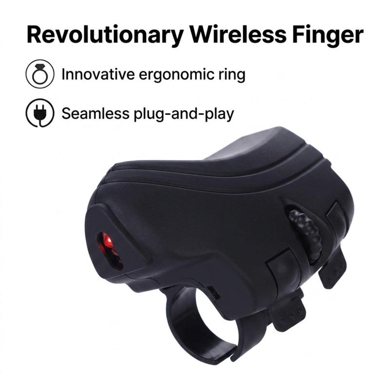 Finger Ring Mouse 1000DPI Easy Control High Efficiency Wireless Finger Ring Mouse Portable Rechargeable 2.4GHz for Office