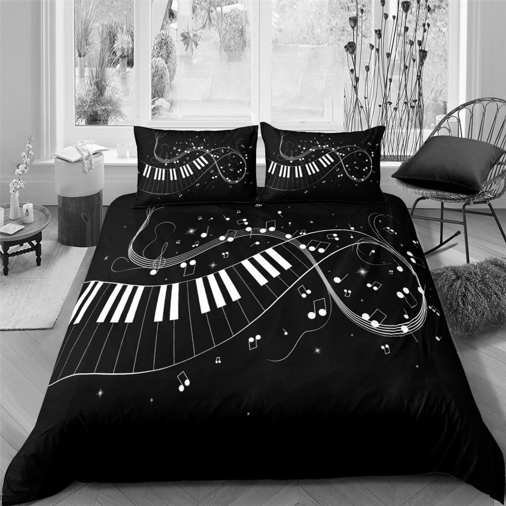 Piano Note 3D Digital Printing Bedding Set Bedroom Note Quilt Cover Pillowcase Bedding Single Double Bed Full Size 2/3 Pieces Microfiber