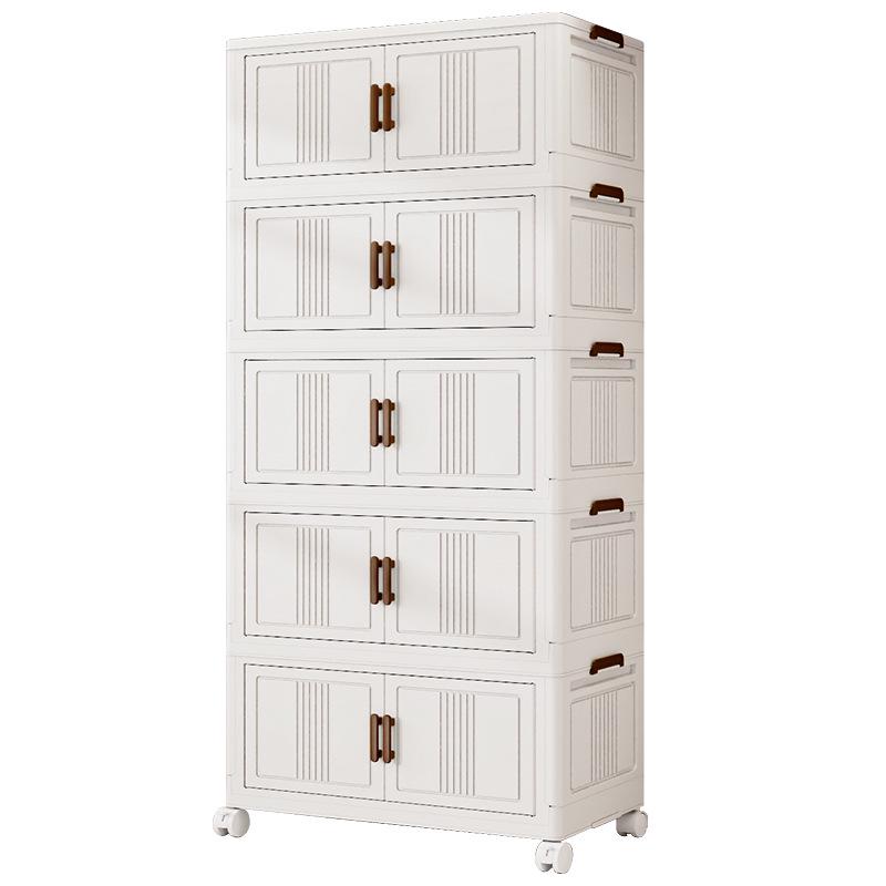 Movable Bedroom & Living Room Storage Cabinet: Folding Wardrobe & Plastic Organizer Shelving Unit