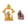 LED Lighted Holiday Resin Manger Nativity Scene Figurine Decors Christmas Themed Tabletop Religious Holy Family Ornament