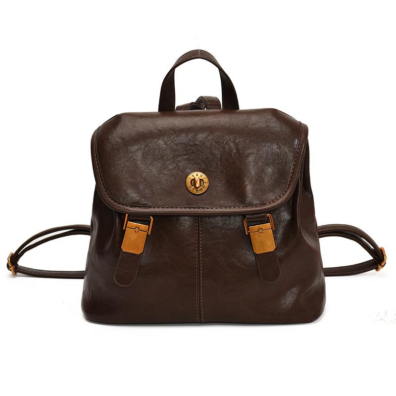 

2025 autumn and winter retro soft-faced women s backpack large-capacity college-style class backpack casual commuter women s bag