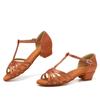 Peep Toe Kids Girls Ballroom Dance Shoes Latin Salsa Low Heel 3.5cm Soft Sole Indoor