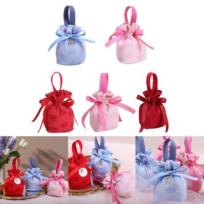 6 Stück Hochzeits-Süßigkeitentaschen Hochzeits-Süßigkeitenboxen Beutel mit Kordelzug und Schleife Geschenkbox Kreative Süßigkeiten-Verpackungstasche