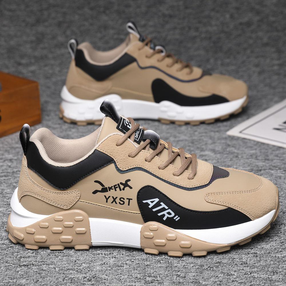 Men's Versatile Leather Sports Shoes - Autumn/Winter, Wear-Resistant, Shock-Absorbing, Large Sizes
