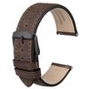 Anbeer 20mm Leather Watch Band with Quick Release Replacement Stainless Steel Black Brown and Black Buckle Buckle,