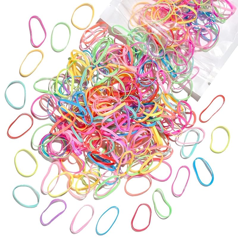 KEYAN Kids' Hair Ties, 300-Piece Set, Candy-Colored, Silicone Rubber, Ultra-Fine Polyurethane, Tangle-Free, Break-Resistant, Multi-Purpose
