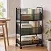 Freestanding Wire-Mesh Storage Rack with Guardrails Narrow Standing