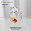 Three-Dimensional High Borosilicate Glass Fortune Cat Coin Bank and Gift Jar.