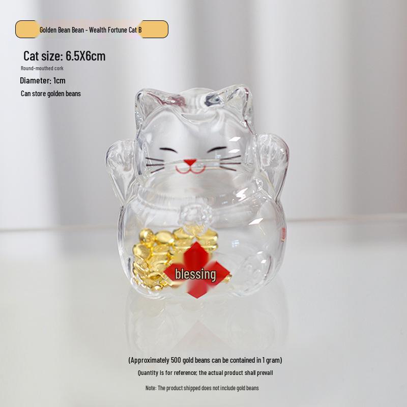 Mini Lucky Cat High Borosilicate Glass Bean Storage Container - Festival Gift