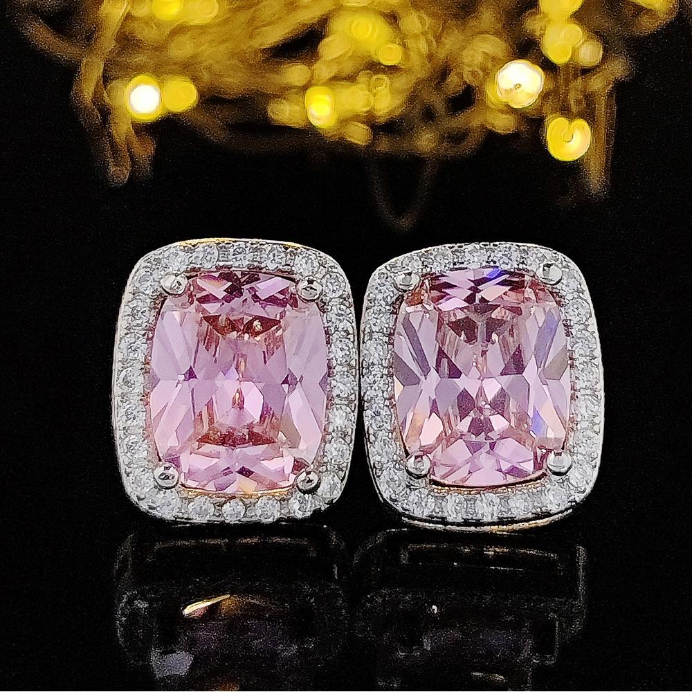 Pink Zircon Women's Two-Piece Jewelry Set