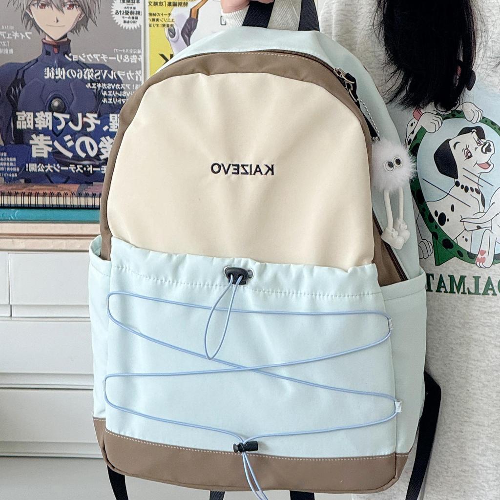 College style schoolbag female college students Japanese simple contrasting color backpack lightweight junior high school sports travel backpack