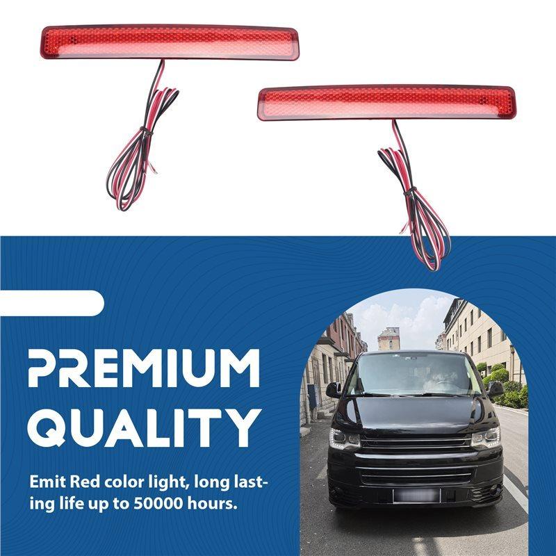 2Pcs Car Rear Bumper Reflector Brake Light Led Taillight For T5 Transporter/ Caravelle / Multivan 2003-2011-A28K