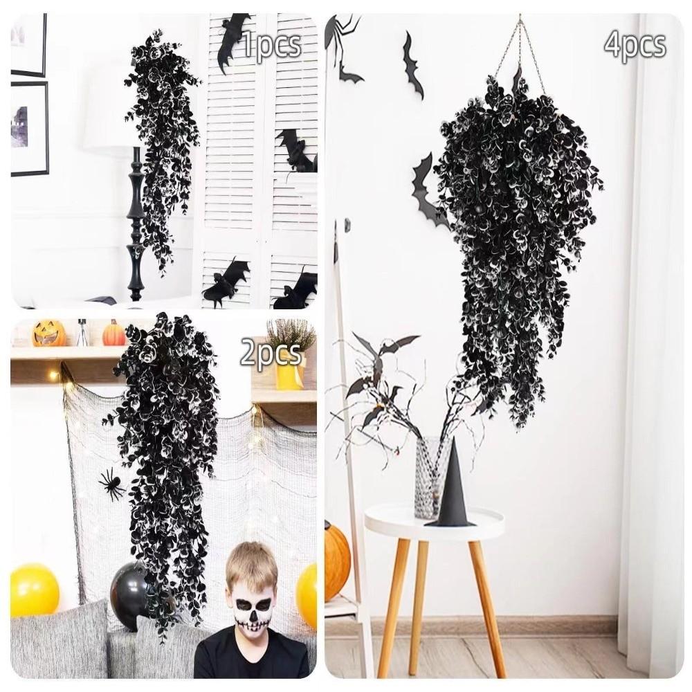 Black Artificial Vines Plants Plastic Leaf Fake Plants New Hanging Plants  Halloween Decoration