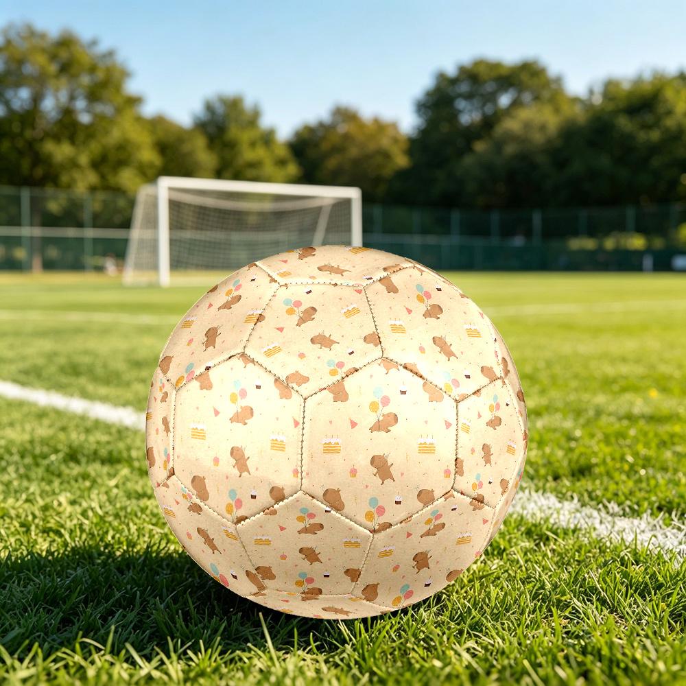 1PC Happy Hippo Celebration Soccer Ball Size 5 Football Machine Sewn Indoor/Outdoor Universal Football Gift W133