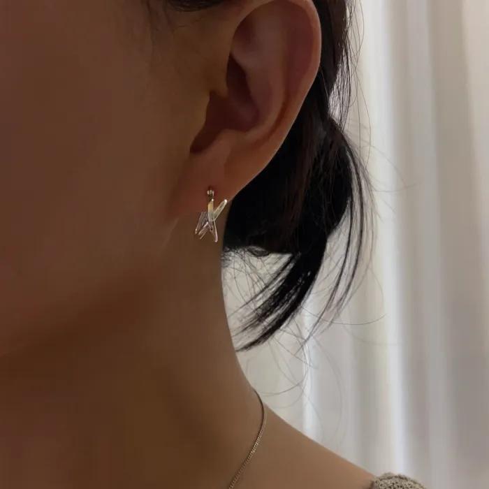 [92.5 silver]x hook onetouch earrings