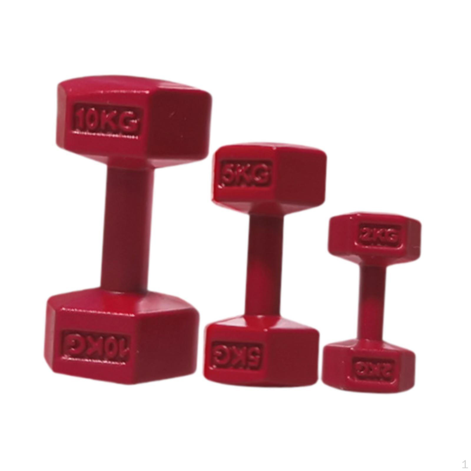 

Миниатюрный фитнес-набор из 3 предметов для кукольного домика с гантелями и чайником красный