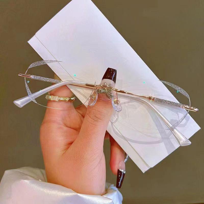 

Luxury Diamond Cut Reading Glasses Rimless Women Presbyopia Anti Blue Light Optical Eyewear Presbyopic Glasses 3