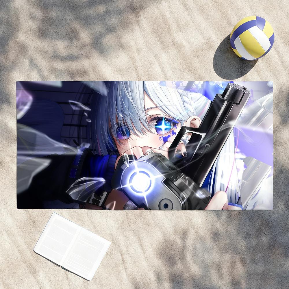 A-Amane Kanata Singer VTuber Towel Soft Lightweight Anti-Sand Large Beach Towel Quick-Drying Bath Sports Family