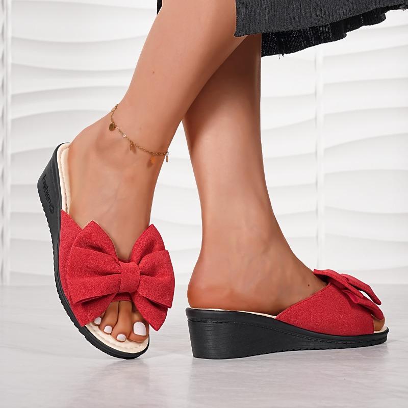 

Fashion Ladies Shoes 2025 Fashion Open Toe Women s Slippers Summer Outdoor Casual Butterfly-knot Plus Size Best Seller Wedge Slippers 43 красный