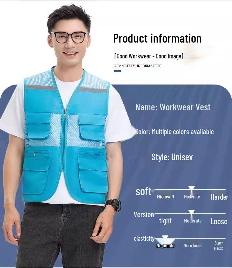 Children's Custom Multi-Pocket Mesh Activity Vest with Logo for Summer