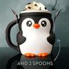 Ice Cream Holder 16oz Ice Cream Cup Spoon Slot Secret Snack Drawer Cute Penguin Design Storage Organizer For Snack Dessert Home
