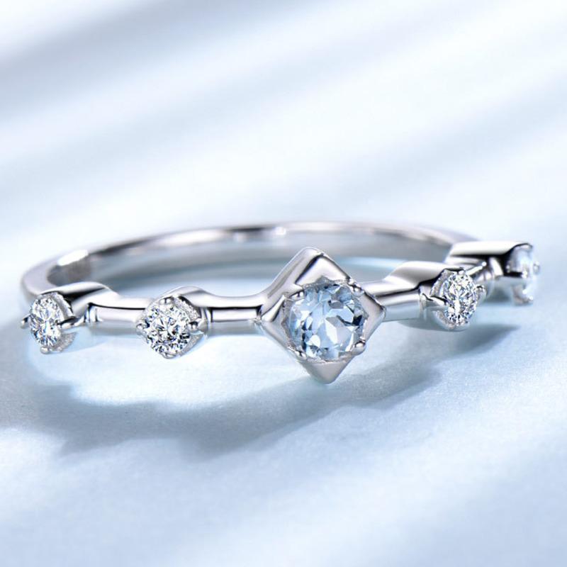 Gica Gema Luxusní 925 stříbrné šperky prsteny s modrými zirkonovými drahokamy Prsteny pro ženy Dárek k výročí svatby Banket