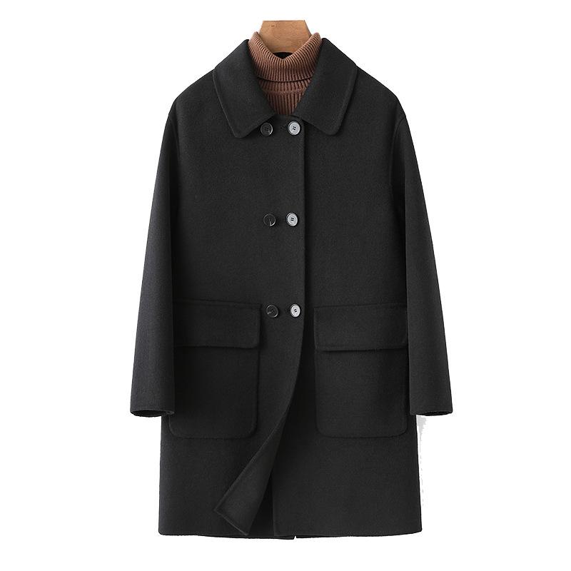 Double-sided cashmere coat medium and long slim and thin temperament high-end autumn and winter new woolen coat small man