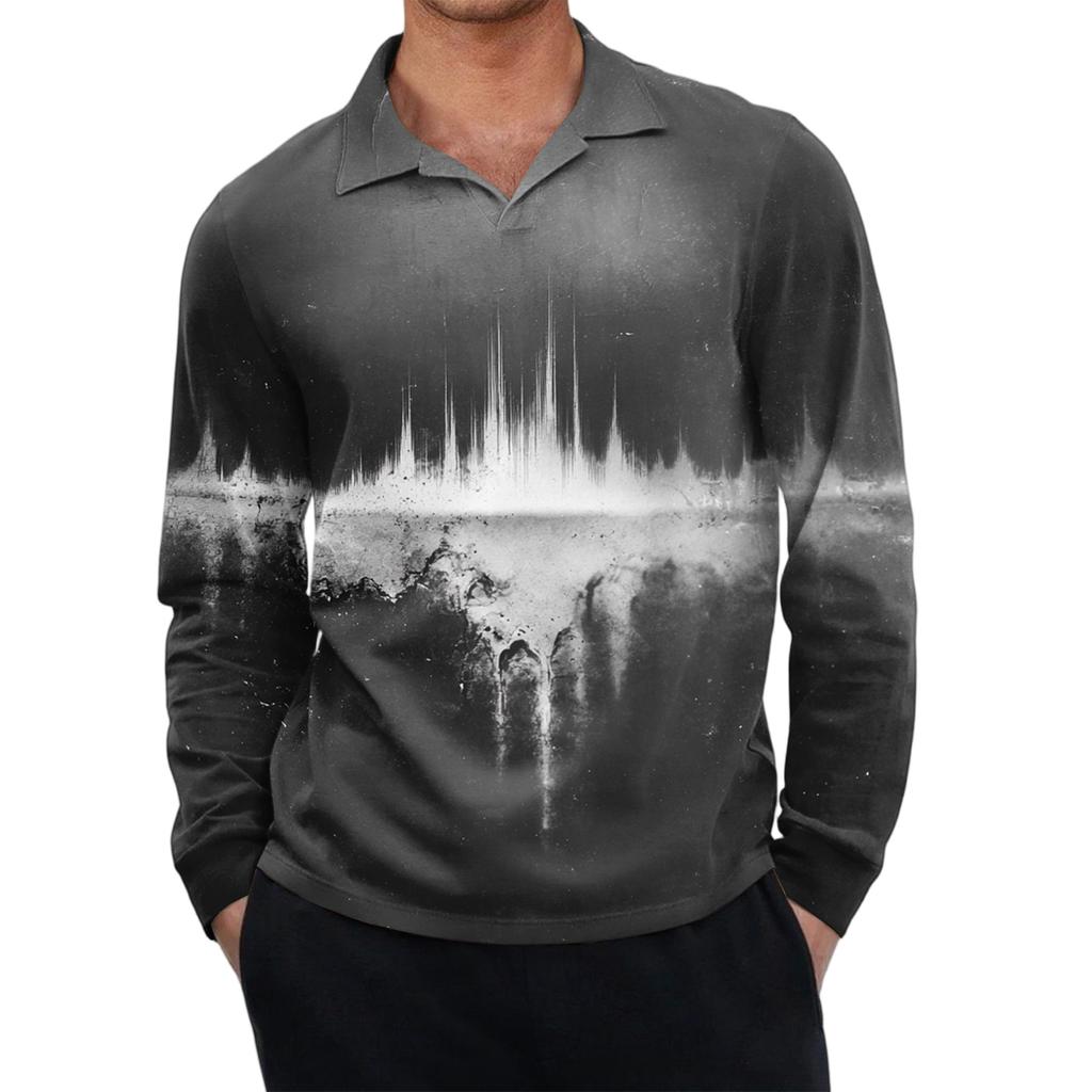 Men's Casual Retro Small V-neck Long-sleeved Top