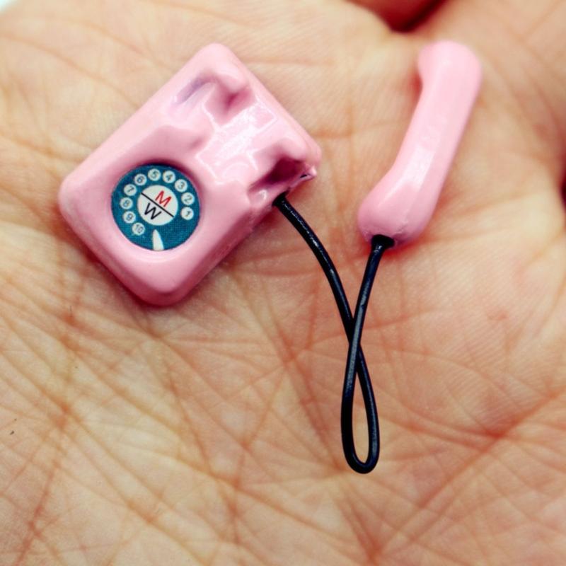 Antique Miniature Telephone For Dollhouses Accessories 1/12 Scale Handcrafted Wooden Furniture Kids Gift
