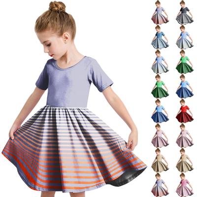 Girl Summer Dress  Toddler Skater Dress Solid Color Short Sleeve Casual A-Line T-Shirt Dress
