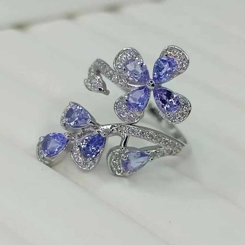 

SACE GEMS кольцо изменяемого размера для женщин, стерлинговое серебро 925 пробы, натуральный танзанит, свадебная вечеринка, изысканные ювелирные изделия, подарок Open синий