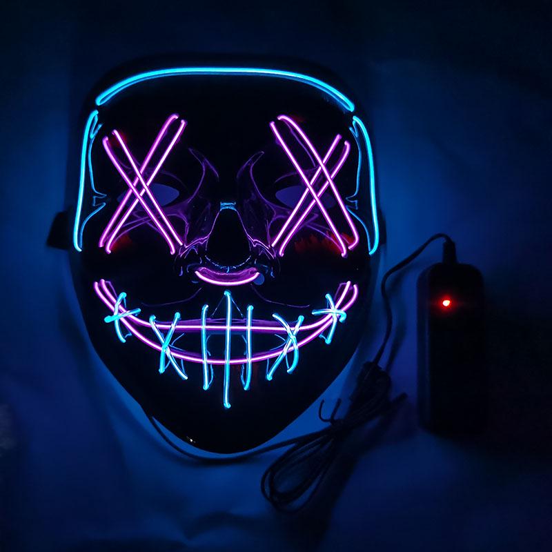Black Ghost LED Sound-Control Mask - Luminous V Shape Halloween Prop