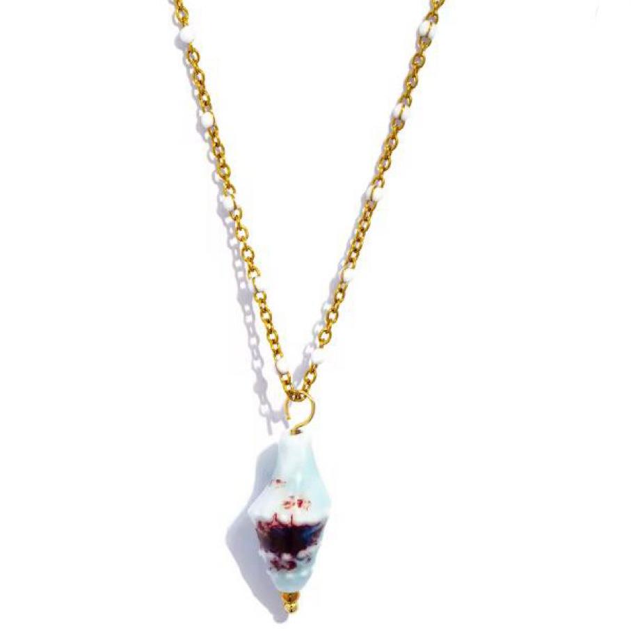 

Bohemia cute beaded Ceramic enamel conch pendant necklace for women charm fashion summer beach collar jewelry Accessories gift