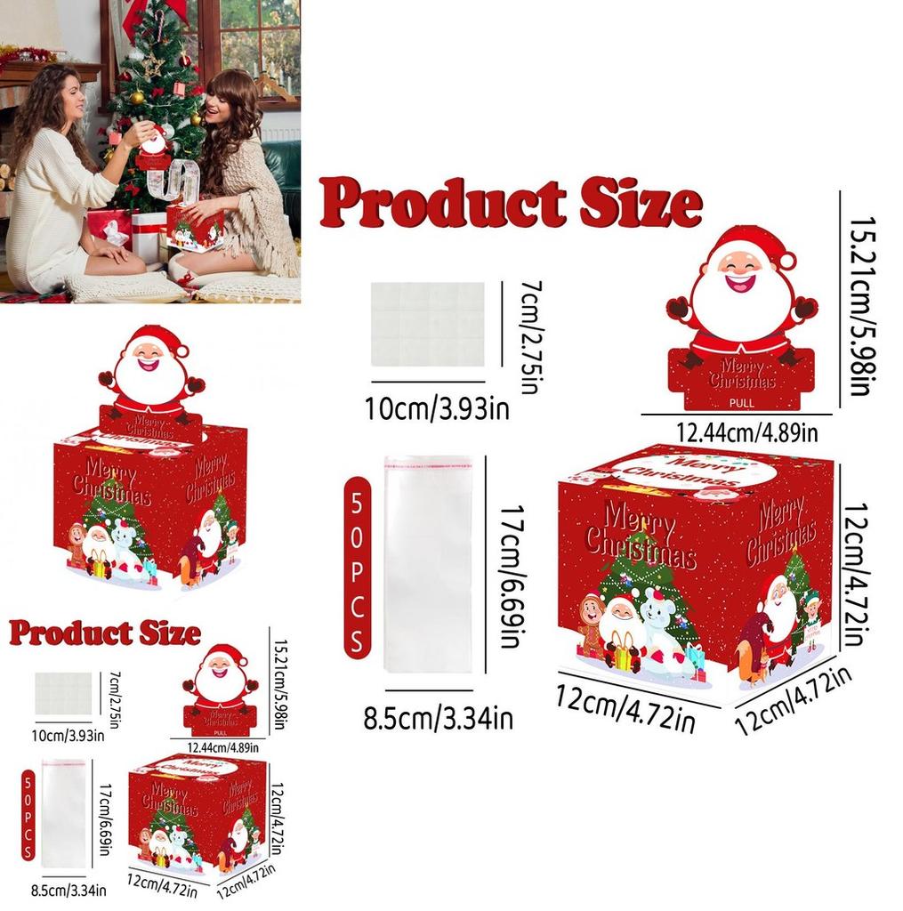 Red Christmas Main Picture Santa Claus Reindeer Pattern Paper Box For Festive Occasions