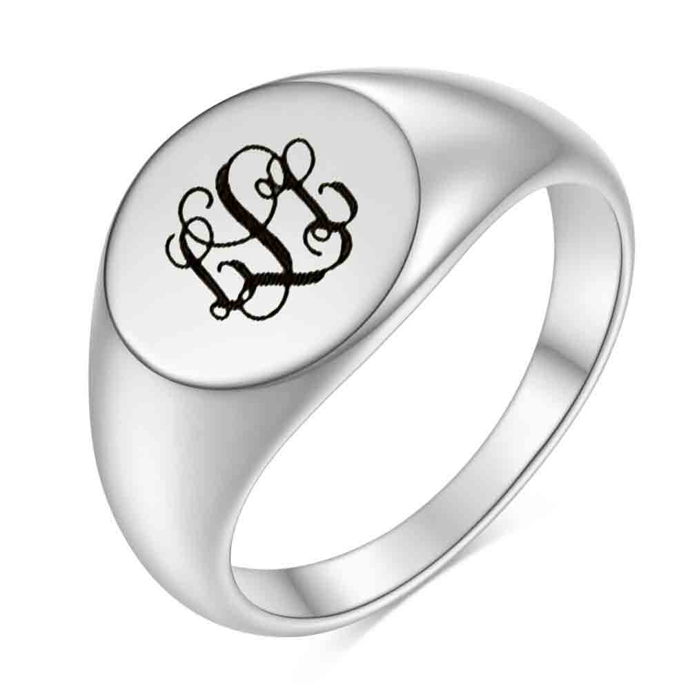 Stainless Steel 26 English Alphabet Printed Font Ring, Silver Color, Fashionable and Simple Titanium Steel Women's Ring